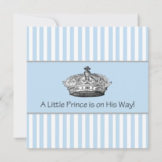 Elegante Blue Prince Baby Shower Kaart (Voorkant)
