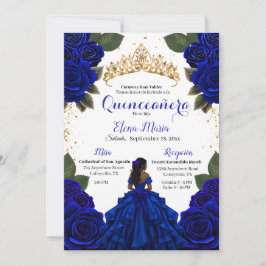 Elegante Blue Quinceañera Rozen Gold Glitter Kaart