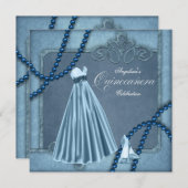 Elegante Blue Quinceanera Uitnodigingen (Voorkant / Achterkant)
