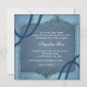 Elegante Blue Quinceanera Uitnodigingen (Achterkant)