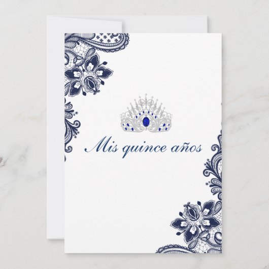 Elegante Blue Quinceanera Uitnodigingen (Achterkant)