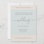 Elegante Blue Sage Wood Grain Stripes Chic Wedding Kaart (Voorkant)