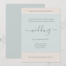 Elegante Blue Sage Wood Grain Stripes Chic Wedding Kaart