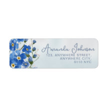 Elegante Blue Script Botanische Waterverf