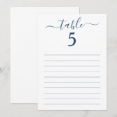 Elegante Blue Script tafel Zitplaatsen bekleed Kaa Kaart (Voorkant / Achterkant)