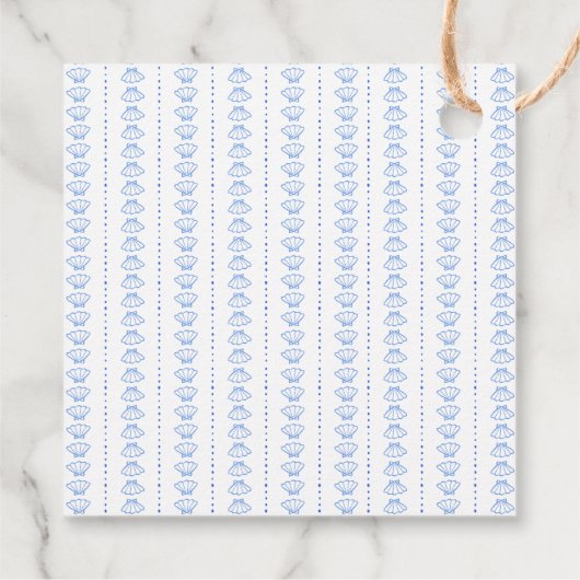 Elegante Blue Seashell Coastal Wedding Bedankt Bedankjes Labels (Achterkant)