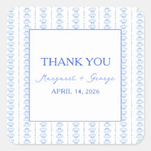 Elegante Blue Seashell Coastal Wedding Bedankt