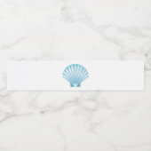 Elegante Blue Seashell Nautisch strand bruiloft Waterfles Etiket (Enkel label)