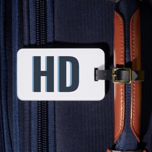 Elegante Blue Shadow Monogram  strandreis Bagagelabel (Voorkant Insitu 4)