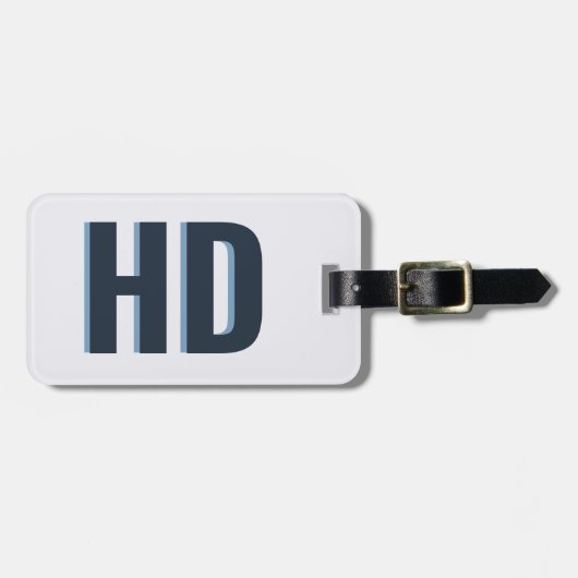 Elegante Blue Shadow Monogram  strandreis Bagagelabel (Voorkant horizontaal)