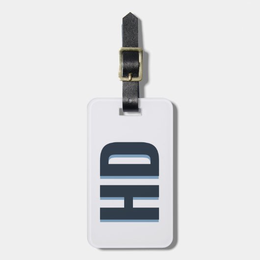 Elegante Blue Shadow Monogram  strandreis Bagagelabel (Voorkant verticaal)