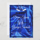 Elegante Blue Silk Wedding Invitation Kaarten RSVP (Voorkant)