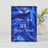 Elegante Blue Silk Wedding Invitation Kaarten RSVP (Staand voorkant)