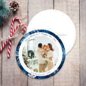 Elegante Blue Snowflake Circle Kerst Kaart
