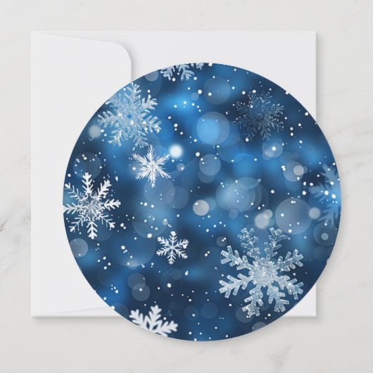Elegante Blue Snowflake Circle Kerst Kaart (Achterkant)