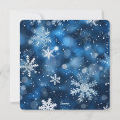 Elegante Blue Snowflake Holiday Kaart met foto (Achterkant)