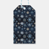 Elegante  Blue Snowflakes Vakantiefoto Cadeaulabel (Achterkant)