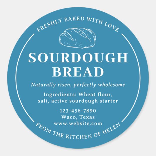 Elegante Blue Sourdough Bakery Bread Sticker (Voorkant)