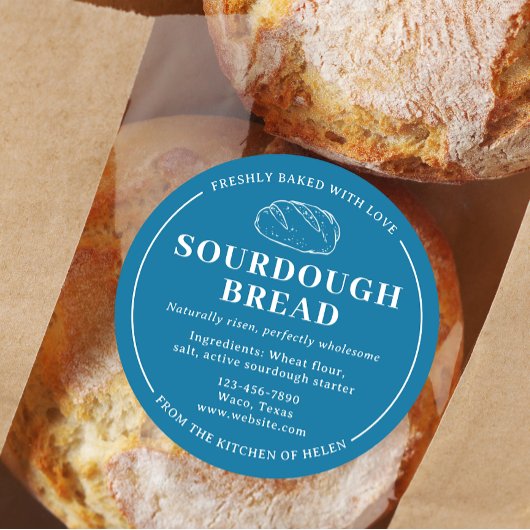 Elegante Blue Sourdough Bakery Bread Sticker