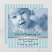 Elegante Blue Stripe Boys Fotodoop Kaart (Voorkant / Achterkant)