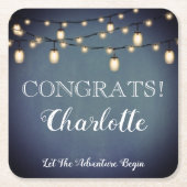 Elegante Blue Surprise Retirement Party servetten Kartonnen Onderzetters (Voorkant)