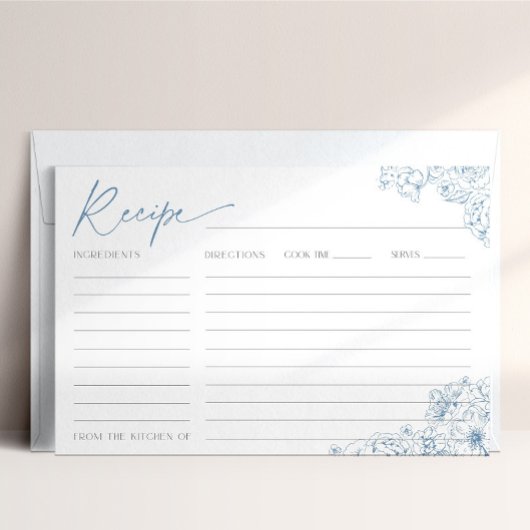 Elegante Blue Toile de Jouy Bruids Recept Kaart