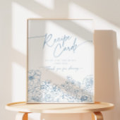 Elegante Blue Toile de Jouy Bruids Recept Kaarten Reclamebord Met Voetstuk