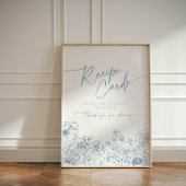 Elegante Blue Toile de Jouy Bruids Recept Kaarten Reclamebord Met Voetstuk
