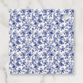 Elegante Blue Toile de Jouy en Bow Baby shower Bedankjes Labels (Achterkant)