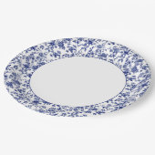 Elegante Blue Toile de Jouy en Bow Baby shower Papieren Bordje (Gekanteld)