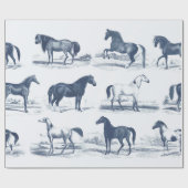 Elegante  Blue Toile paardenrassen Cadeaupapier (Vlak)