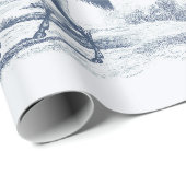 Elegante  Blue Toile paardenrassen Cadeaupapier (Rol Hoek)