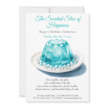 Elegante Blue Waterverf Cake verjaardagsuitnodigin