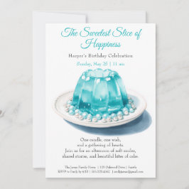 Elegante Blue Waterverf Cake verjaardagsuitnodigin Kaart