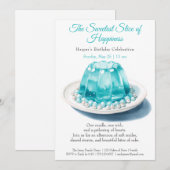 Elegante Blue Waterverf Cake verjaardagsuitnodigin Kaart (Voorkant / Achterkant)