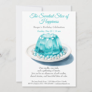 Elegante Blue Waterverf Cake verjaardagsuitnodigin Kaart