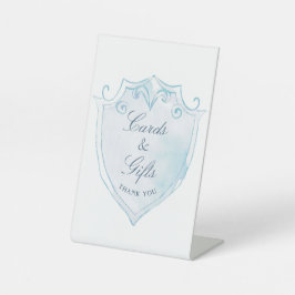 Elegante Blue Waterverf Crest Kaarten & geschenken Reclamebord Met Voetstuk