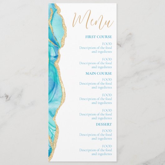 Elegante Blue Waterverf Script Wedding Menu (Voorkant)
