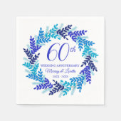 Elegante Blue Wreath 60th Jubileum Party servetten (Voorkant)