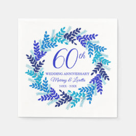 Elegante Blue Wreath 60th Jubileum Party servetten
