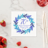 Elegante Blue Wreath 70th Jubileum Party servetten (Insitu)