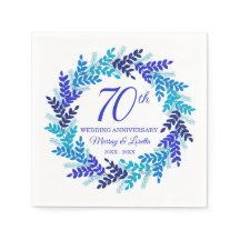 Elegante Blue Wreath 70th Jubileum Party servetten