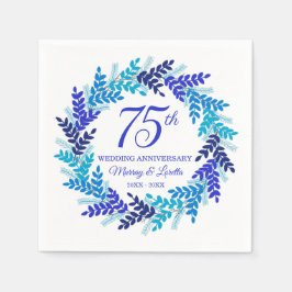 Elegante Blue Wreath 75th Jubileum Party servetten