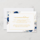 Elegante Blue Yellow Wedding Accommodaties Kaart (Voorkant)
