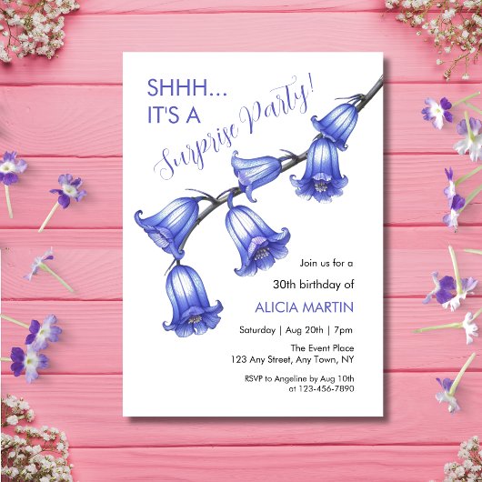 Elegante Bluebell Bloesem Verrassing Verjaardag Kaart