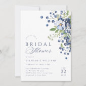 Elegante Blueberry bruids douche uitnodiging (Voorkant)
