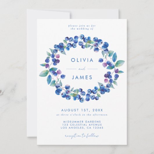 Elegante Blueberry bruiloft Kaart (Voorkant)