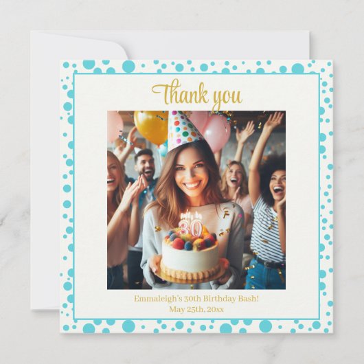 Elegante Blueberry Brunch 30e verjaardag viering Bedankkaart (Voorkant)