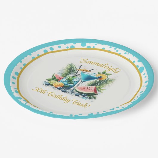 Elegante Blueberry Brunch 30e verjaardag viering Papieren Bordje (Gekanteld)