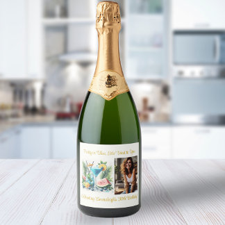Elegante Blueberry Brunch 30e verjaardag viering Sparkling Wijnetiket